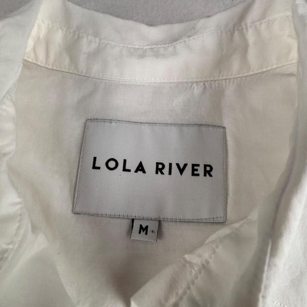 Lola River White Button Up Shirt Womens M Cotton Modal Oversized Tunic Blouse - Picture 3 of 7